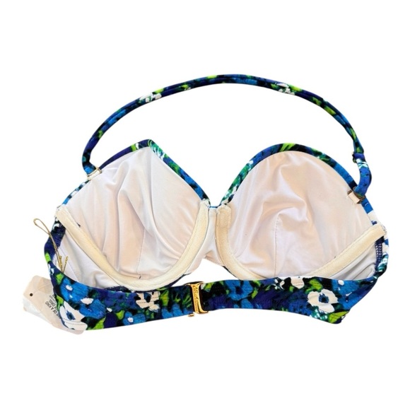 Shoshanna Bra Halter Bikini Top in Blue Floral - Picture 3 of 4
